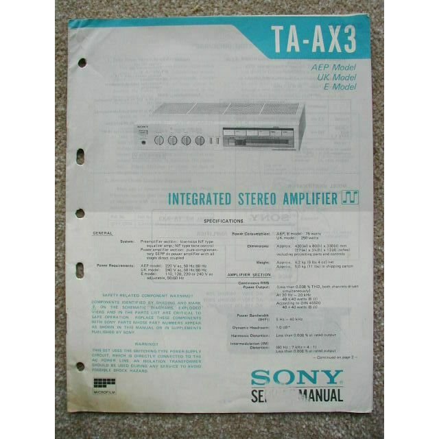 Sony TA-AX3 Original Service manual