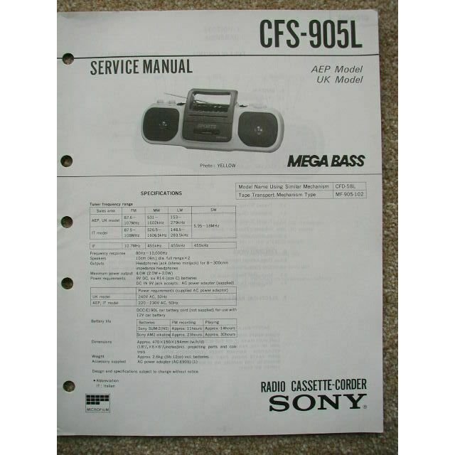 SONY CFS-905L Original Service manual