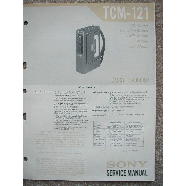 SONY TCM-121 Original Service manual