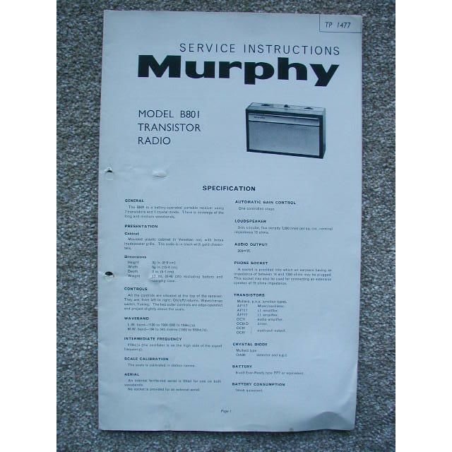 BUSH B801 Service information Original Service manual