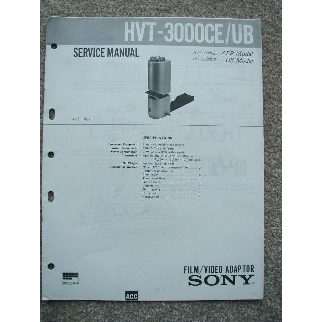 SONY HVT-3000CE / UB Original Service manual