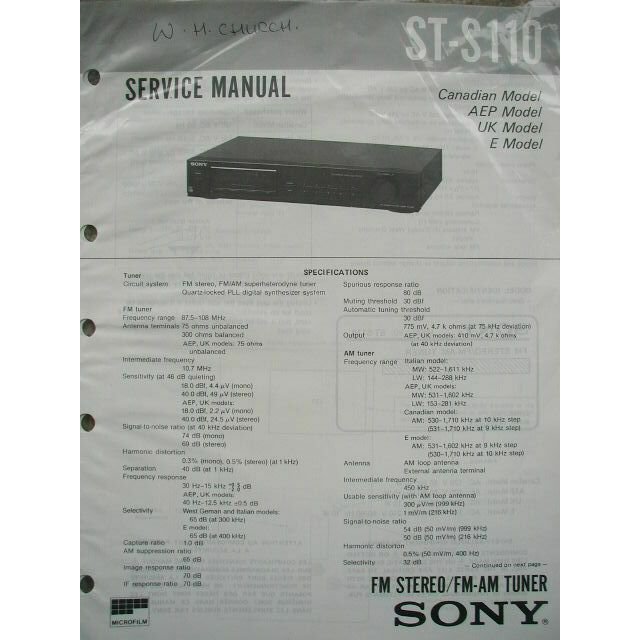 SONY ST-S110 Original Service manual
