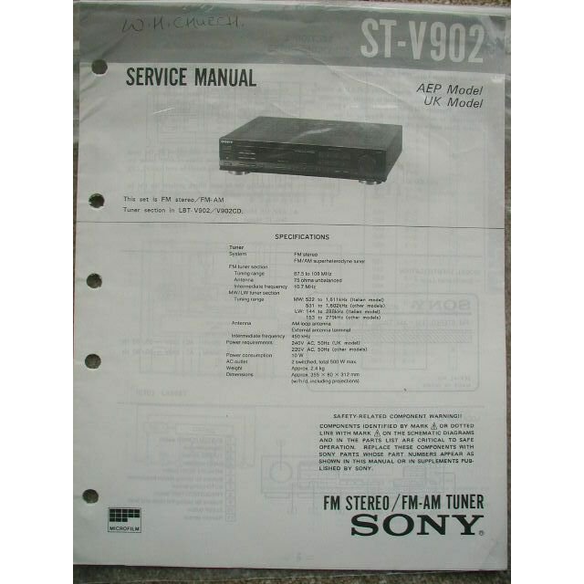 SONY ST-V902 Original Service manual