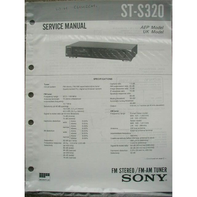 SONY ST-S320 Original Service manual