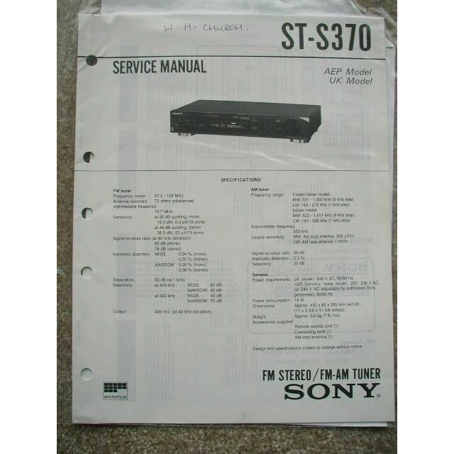 SONY ST-S370 Original Service manual