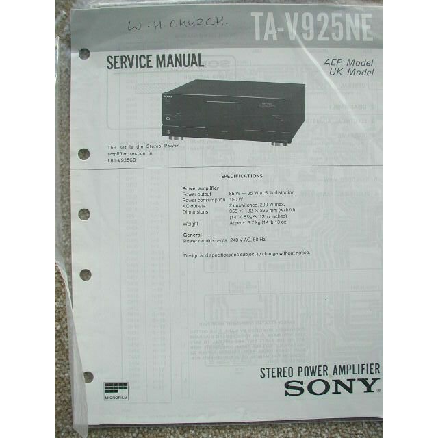 SONY TA-V925NE Original Service manual