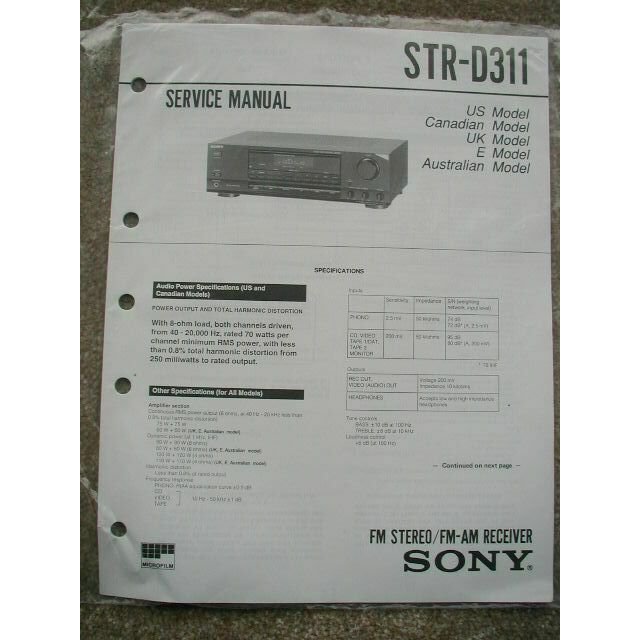 SONY STR-D311 Original Service manual