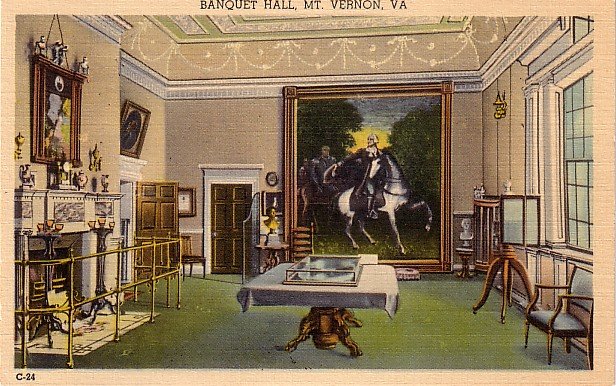 Banquet Hall at Mt. Vernon Virginia VA Linen Postcard - 0060