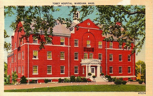 Tobey Hospital in Wareham Massachusetts MA Linen Postcard - 1934