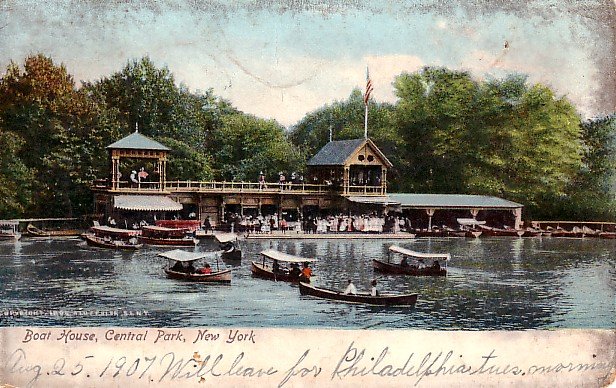 Central Park Boat House in New York City NY, 1907 Vintage Postcard - 2641