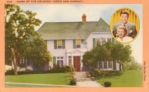 Home of the Nelsons, Ozzie and Harriet, Mid Century Linen Postcard - 3000