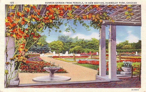 Sunken Garden from Pergola at Humboldt Park in Chicago Illinois IL