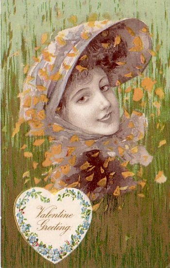 Pretty Lady in Hat Valentine Greeting, John O. Winsch Vintage Postcard - 3342