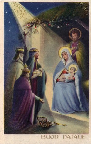 Buon Natale History.Buon Natale Christ Nativity Scene With Wise Men Italian Vintage Postcard 4421