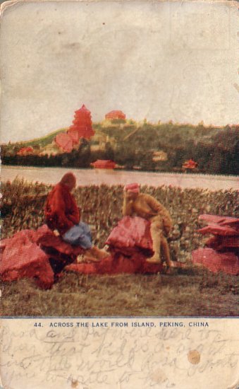 Across the Lake from Island in Peking China 1909 Vintage Postcard - 4564