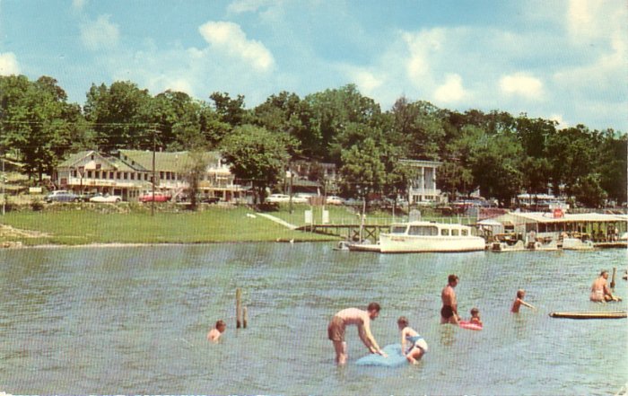 Rockaway Beach on Lake Taneycomo Missouri MO 1955 Curt Teich Chrome ...