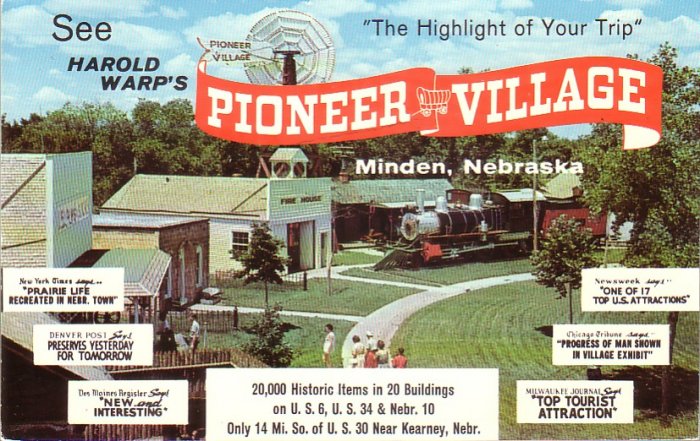 Harold Warp's Pioneer Village in Minden Nebraska NE Chrome Postcard - 5005