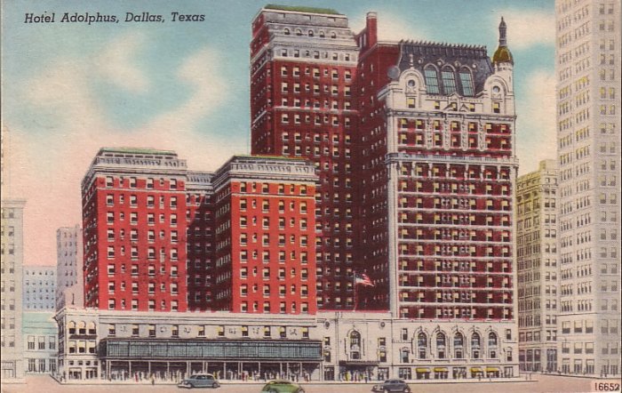 Hotel Adolphus in Dallas Texas TX Mid Century Linen Postcard - 5022