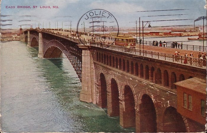 Eads Bridge Crossing the Mississippi St. Louis Missouri MO 1910 Vintage Postcard - 5062