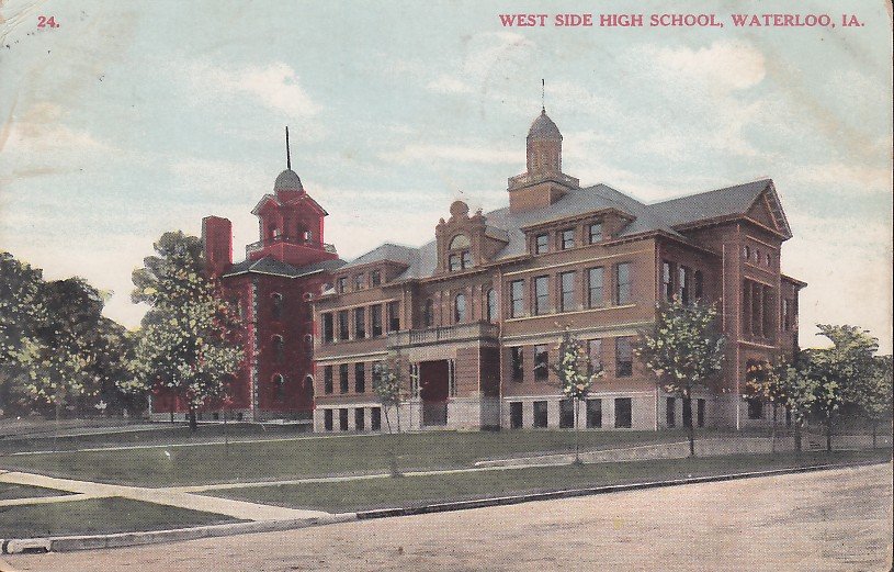 West Side High School in Waterloo Iowa IA, 1908 Vintage Postcard - 5308