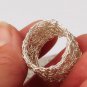Silver wire crochet ring, adjustable band, handcrafted statement ring