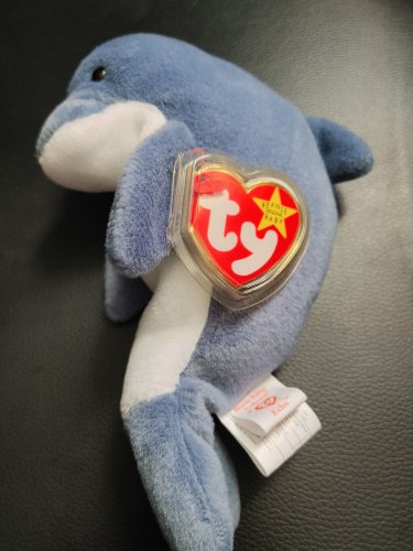 TY BEANIE BABY ECHO THE DOLPHIN MWMT DOB DEC 21 1996 # 4180 1996 TAG PROTECTOR