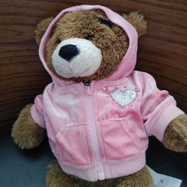 Build-A-Bear Workshop Hot Pink Hoodie with Real Zipper, Heart and Sequin Accent