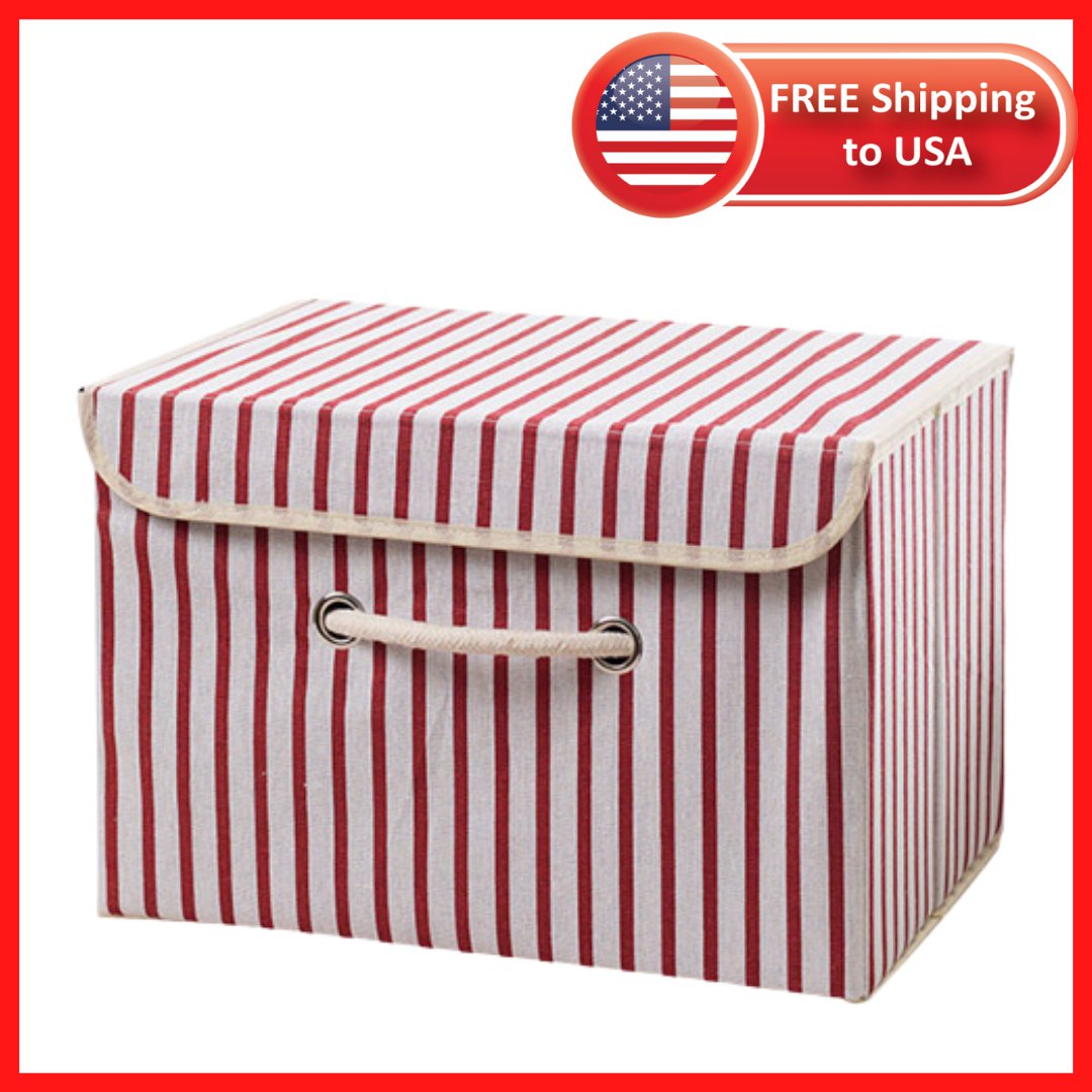 Storage Box Fabric Linen Printing Drawer Foldable Basket Collapsible Home  Cute