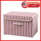 Storage Box Fabric Linen Printing Drawer Foldable Basket Collapsible Home  Cute