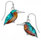 Kingfisher hook earrings with orange and blue shell