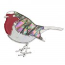 Robin Brooch with red breast and green wings