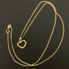 18K Saudi Gold Necklace Chain 18 inches with Open Heart Pendant 1.23 grams