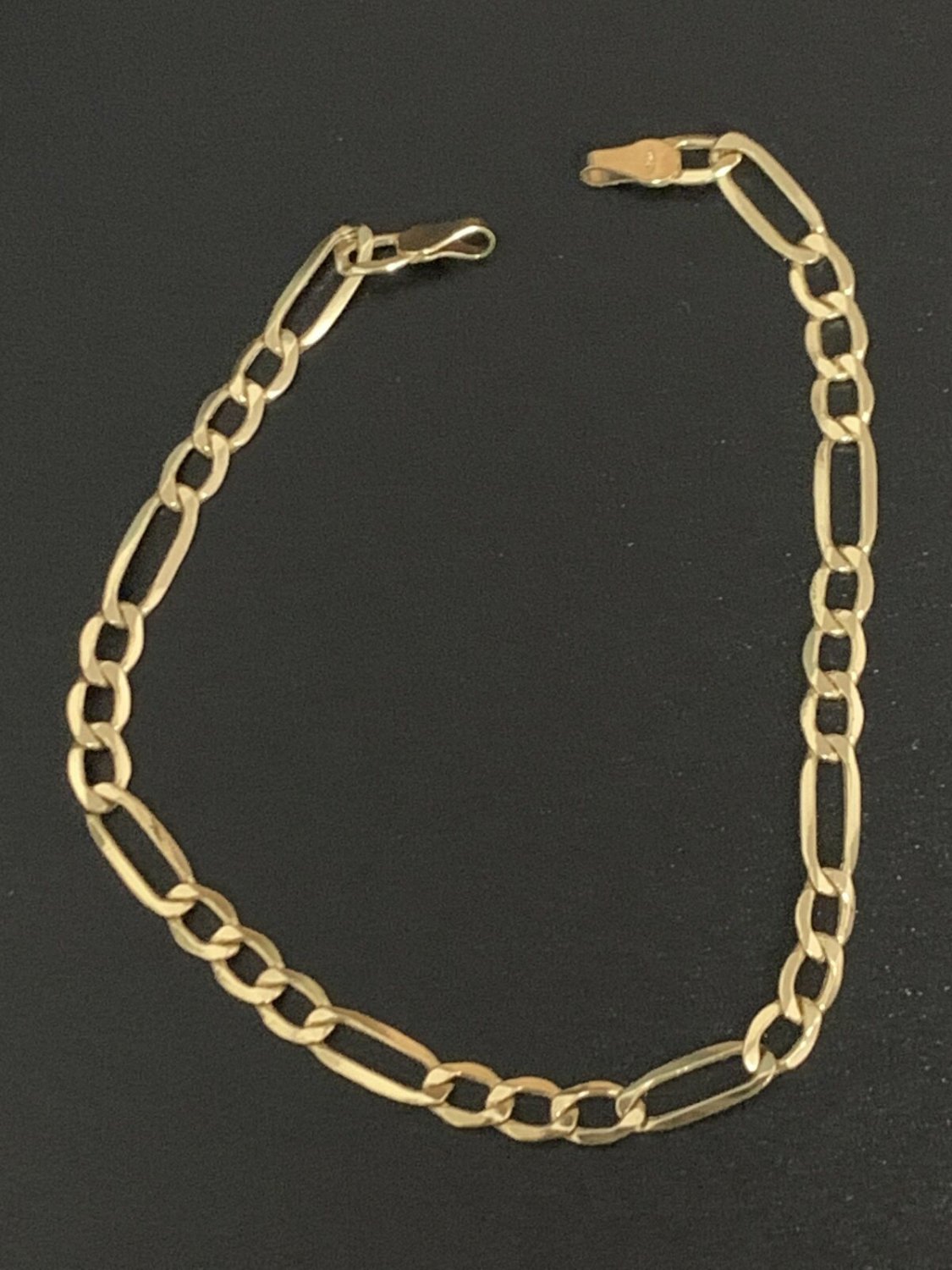 New Real 18k Saudi Gold Figaro Chain Link No Clasp 7.5"