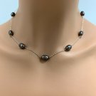 New w/defects 925 Sterling Silver Gray Cultured Freshwater Pearl Necklace 17.5"