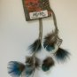 Falchi Drop Dangle Earrings Feather Silver Tone