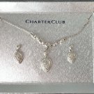 Charter Club Silver Tone Set Necklace and Dangling Earrings with Unknown Stones Charter Club Silver Tone Set Necklace and Dangling Earrings with Unknown Stones