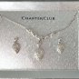 Charter Club Silver Tone Set Necklace and Dangling Earrings with Unknown Stones