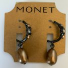 Monet Hoop Earrings Gold Tone Mixed Materials.