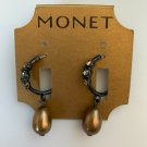 Monet Hoop Earrings 14k Gold Tone Mixed Materials.