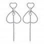 New Real 925 Sterling Silver Double Open Heart Silver Studs Twisted Rope Earring