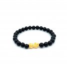 24K Gold Piyao Pixiu Lucky Charm Bracelet Gemstones Black Onyx 6mm 24K Gold Piyao Pixiu Lucky Charm Bracelet Gemstones Black Onyx 6mm