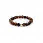 Natural Tiger's Eye Gemstones 6mm Stretchable Bracelet 18k Gold Bead Charm