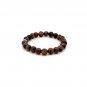 Natural Tiger's Eye Gemstones 6mm Stretchable Bracelet 18k Gold Bead Charm