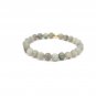 Natural Labradorite 6mm Stretchable Bracelet 18k Gold Bead Charm