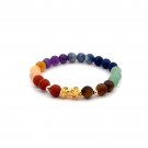 18K Gold Dragon Pixiu Piyao Lucky Charm Beads Bracelet Gemstone Matte Chakra 6mm