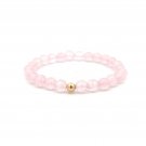 Natural Rose Quartz Gemstones 6mm Stretchable Bracelet 18k Gold Bead Charm Natural Rose Quartz Gemstones 6mm Stretchable Bracelet 18k Gold Bead Charm