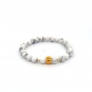 18K Gold Money Bag Lucky Charm Beads Bracelet Gemstones White Howlite 6mm 18K Gold Money Bag Lucky Charm Beads Bracelet Gemstones White Howlite 6mm