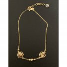 18K Gold Japan Bracelet Flower Beads Charm 7 in plus one inch Extension 1.53gram