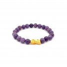 24K Gold Piyao Pixiu Lucky Charm Bracelet Gemstones Jade Lilac 6mm