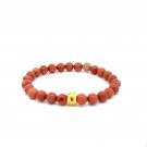 18K Gold Money Bag Lucky Charm Bracelet Gemstones Jade Indian Red 6mm